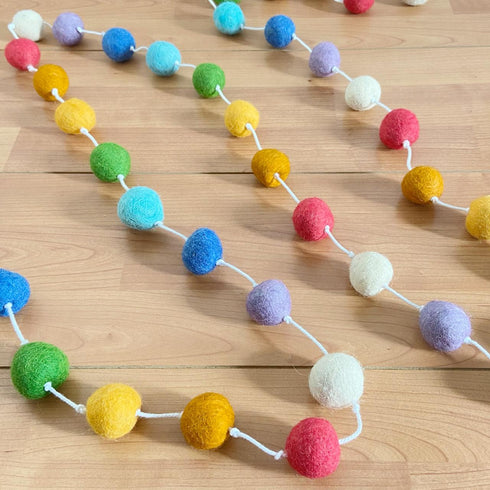 Rainbow Felt Ball Garland
